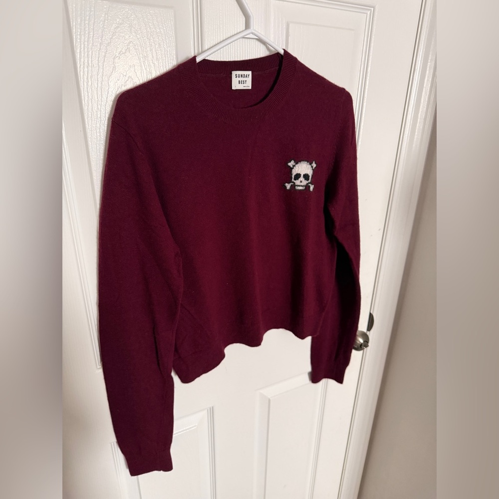 Aritzia Sunday Best | Abby Sweater in Biking Red with Skull | Size Large